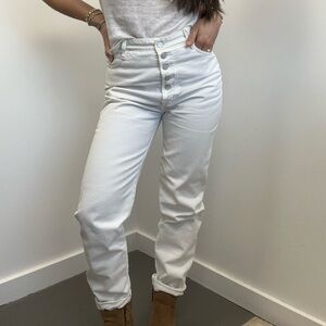 Bongo Vintage 80's Straight Leg High Rise White Denim Jeans Button Fly Size 28